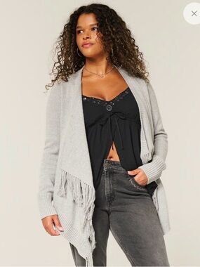Hollister Easy Fringe No-close Cardigan Gray - Women